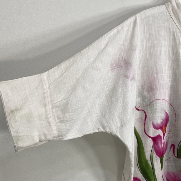 Boho Art to Wear Button Down Top Organic Cotton Hand Painted One Size - Picture 3 of 14